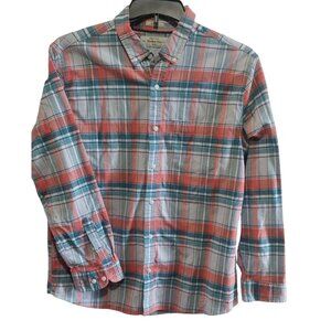 Hawker Rye Mens Stretch Oxford Plaid Button-Down Shirt L Short Regular Fit 97% C